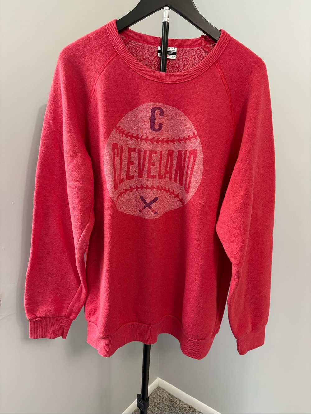 Where I'm From Cleveland Baseball Sweatshirt XL Washed Red Vintage Retro Unisex